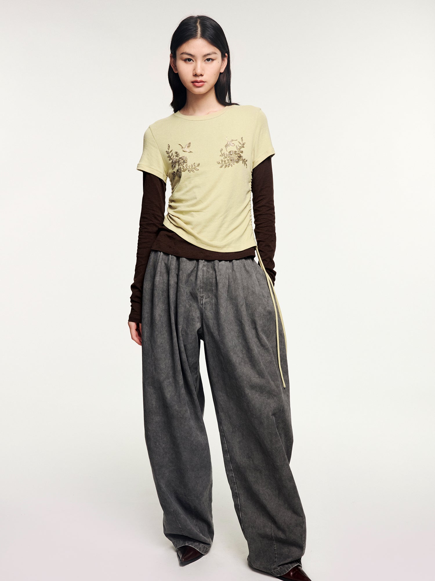 Magical garden beaded layered t-shirt