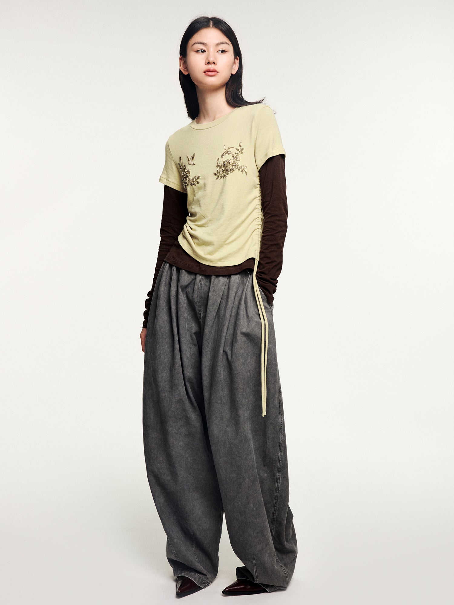 Magical garden beaded layered t-shirt