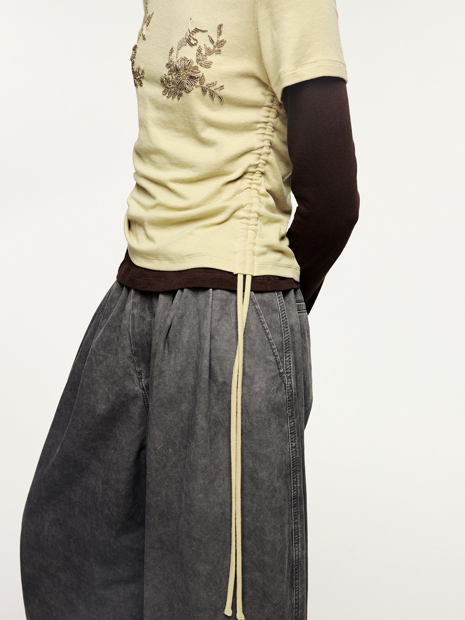 Magical garden beaded layered t-shirt