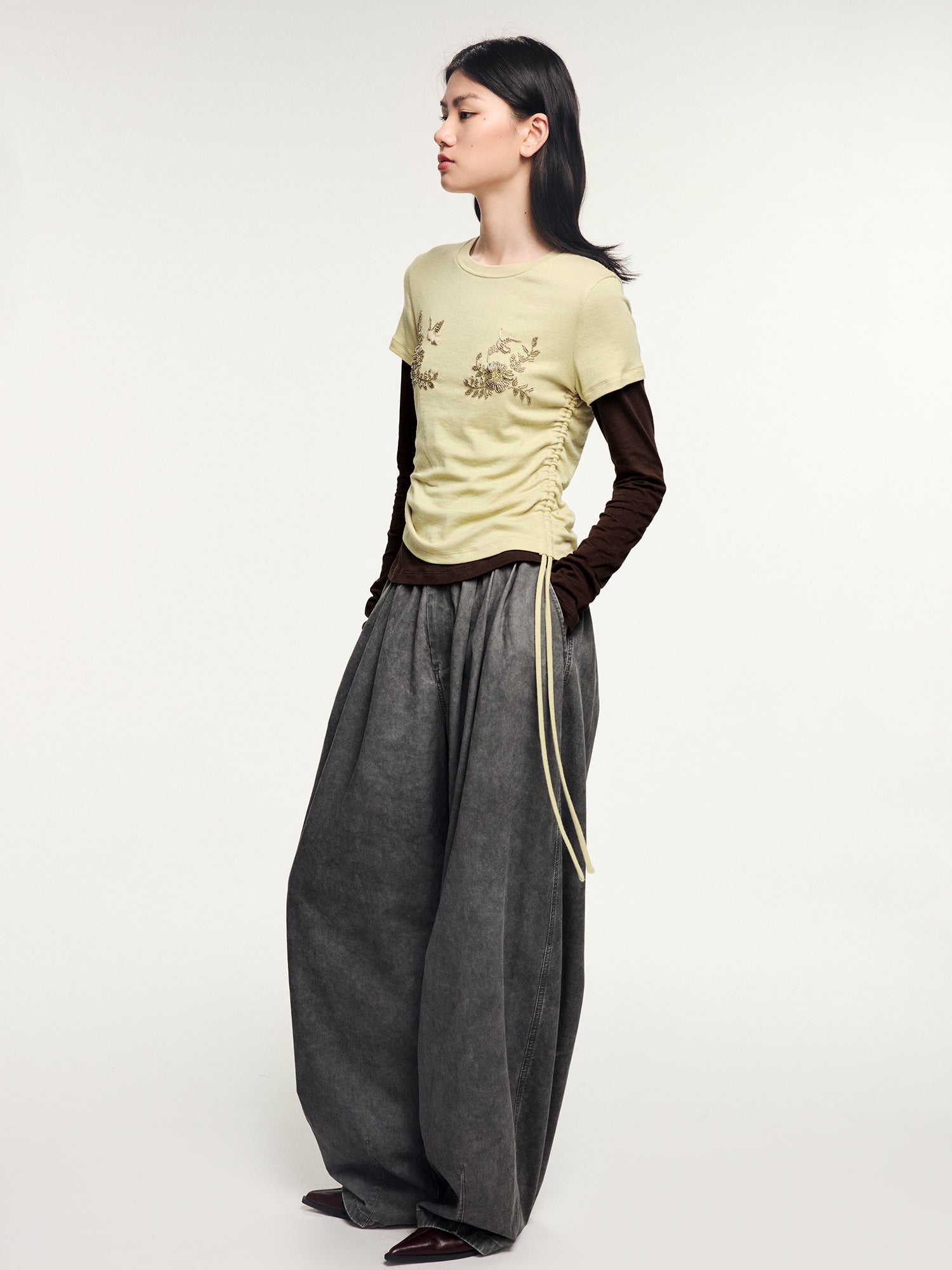 Magical garden beaded layered t-shirt