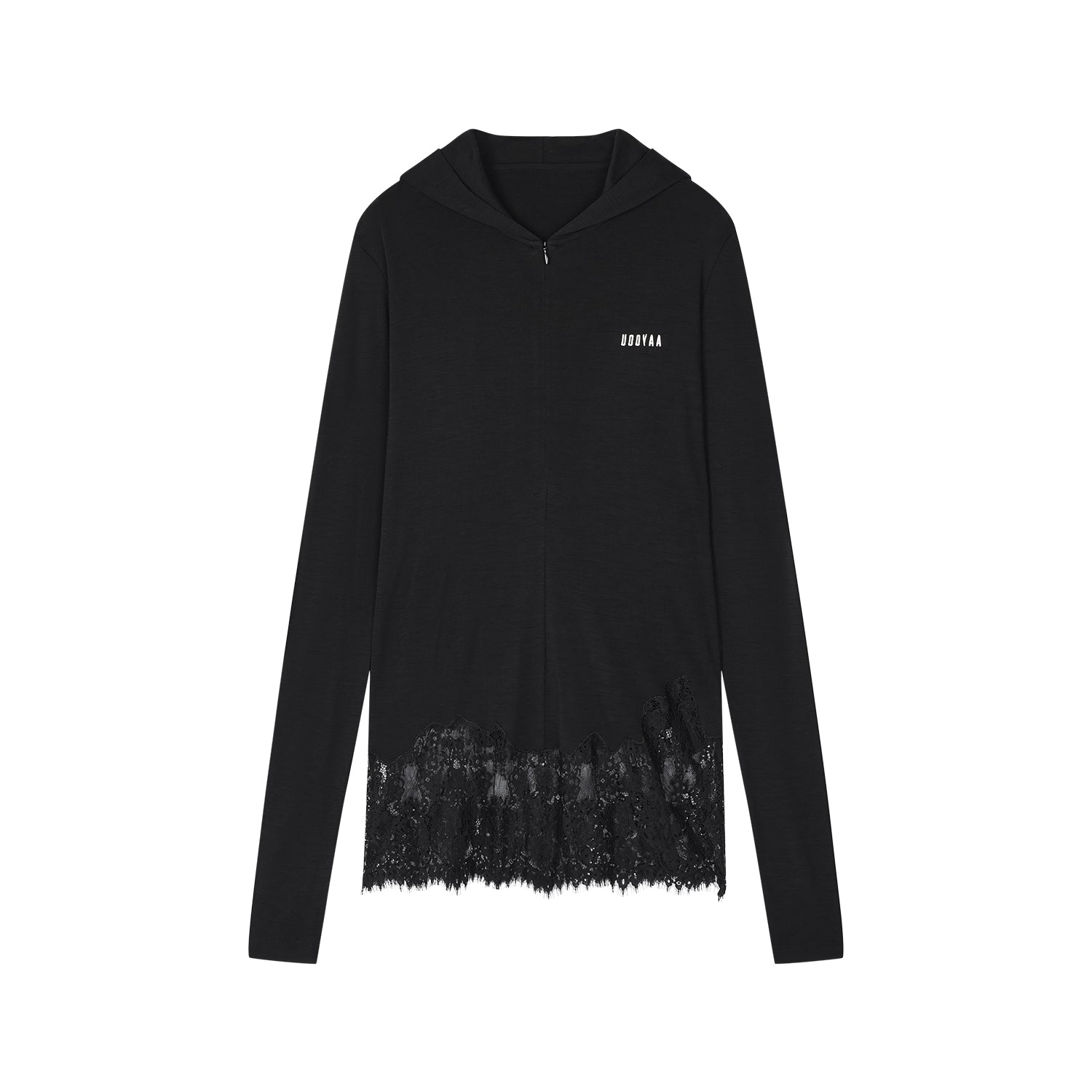 Lace panel sporty long sleeve t-shirt