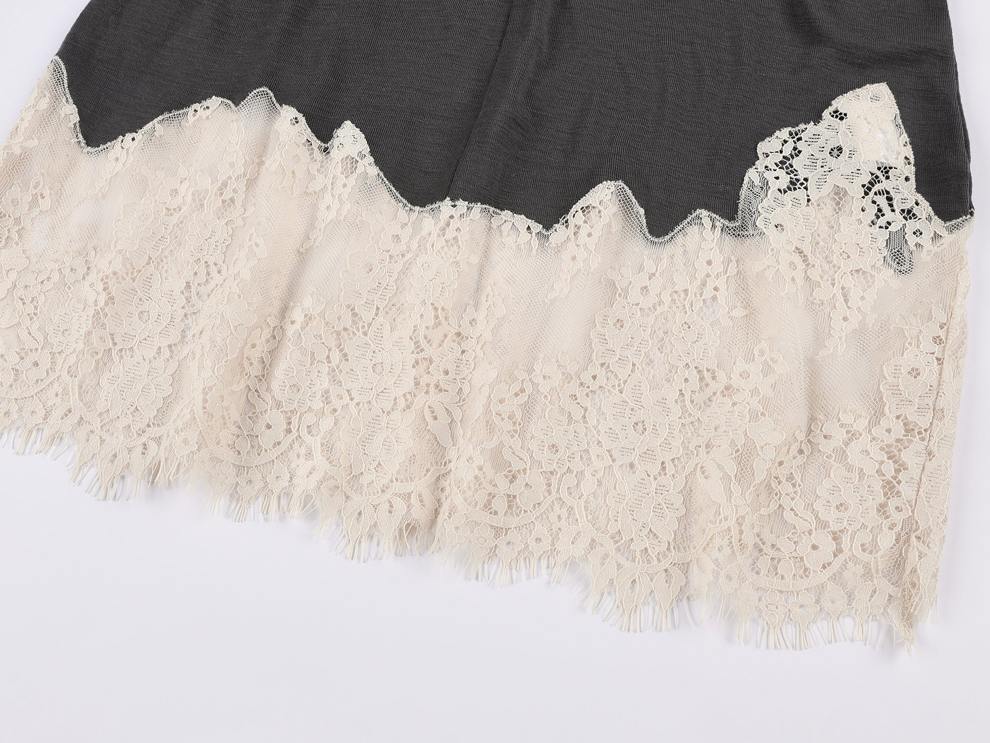 Lace panel sporty long sleeve t-shirt