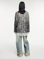 Magical garden lace-panel long-sleeve t-shirt