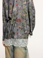 Magical garden lace-panel long-sleeve t-shirt