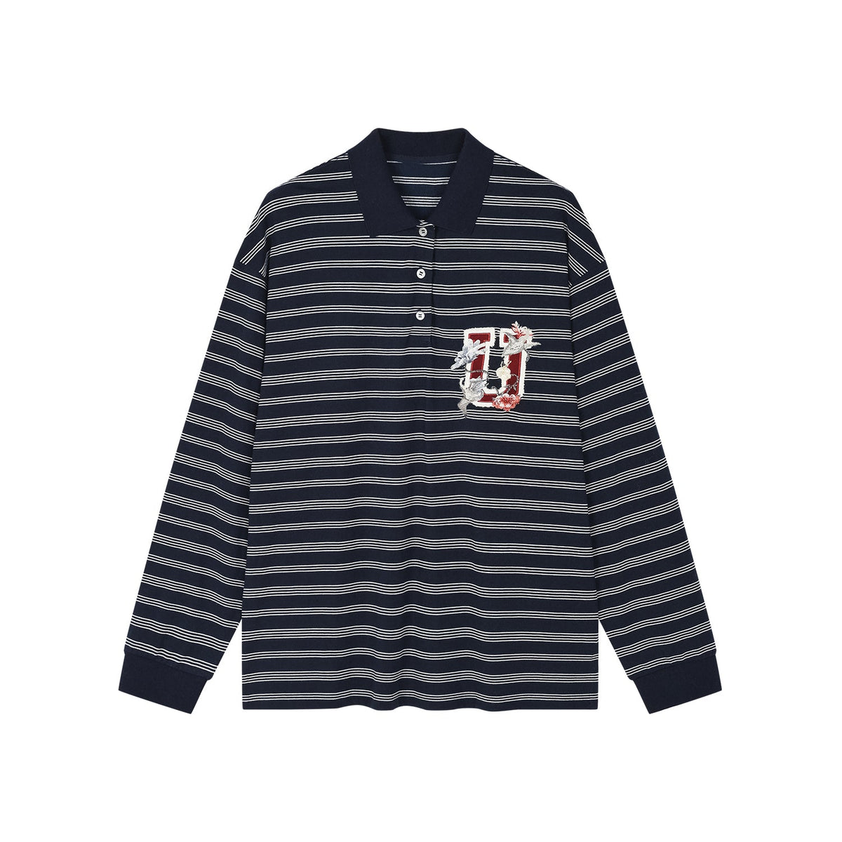 Magical garden floral striped polo shirt