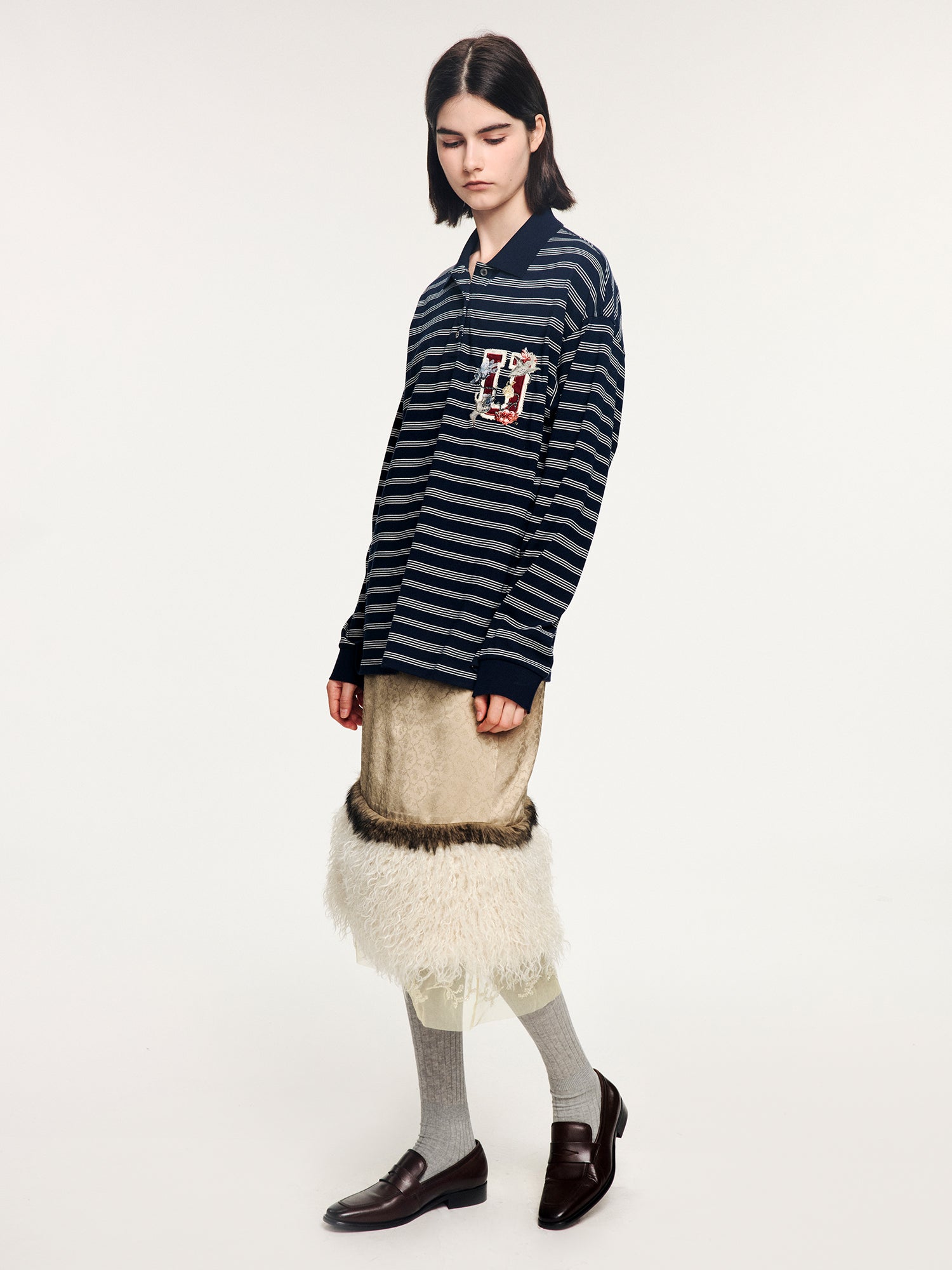 Magical garden floral striped polo shirt