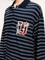 Magical garden floral striped polo shirt