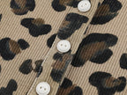 Leopard lace henley long sleeve t-shirt
