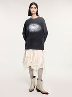 Surreal leaf print long sleeve t-shirt