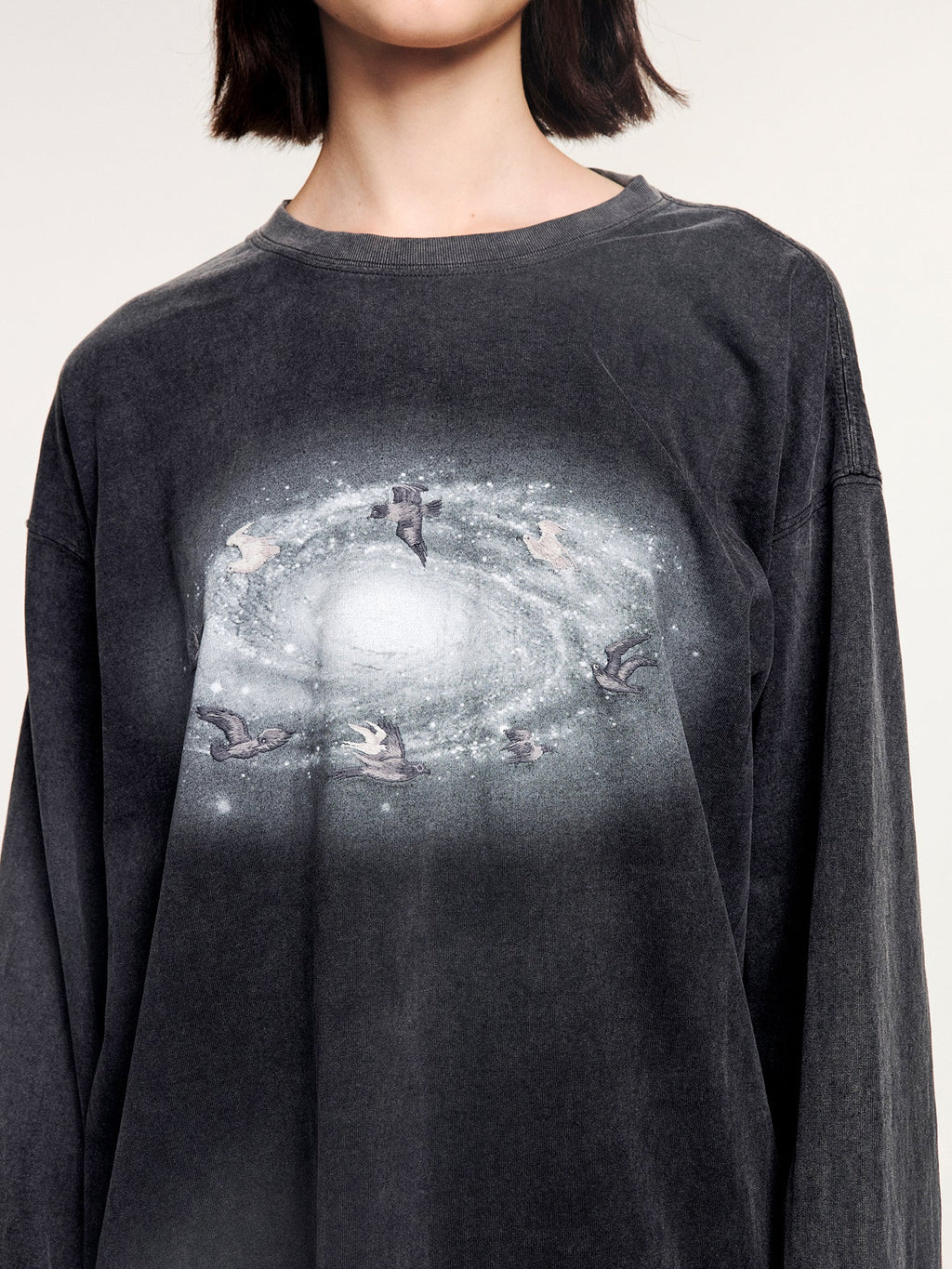 Surreal leaf print long sleeve t-shirt
