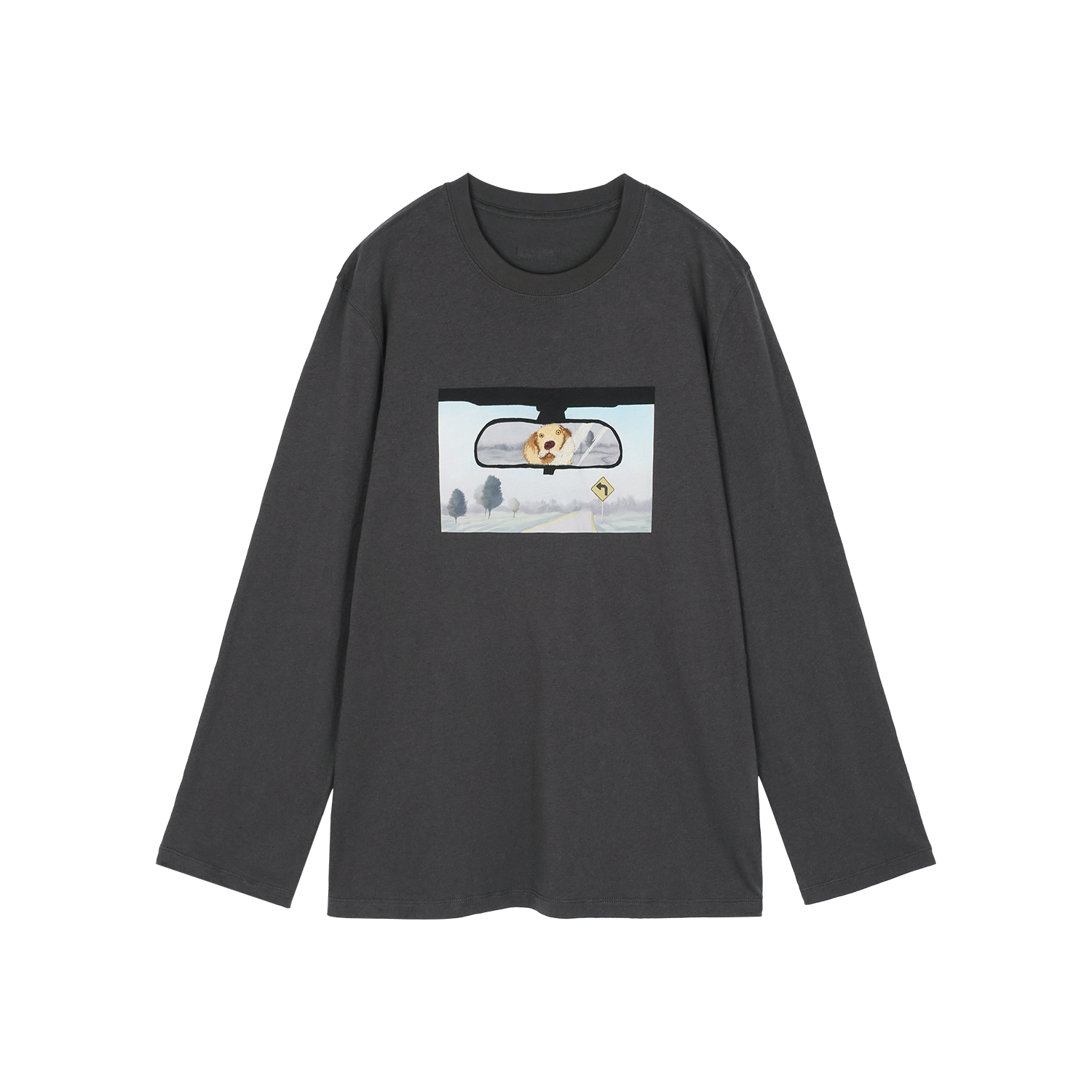 Traveling puppy print long sleeve t-shirt