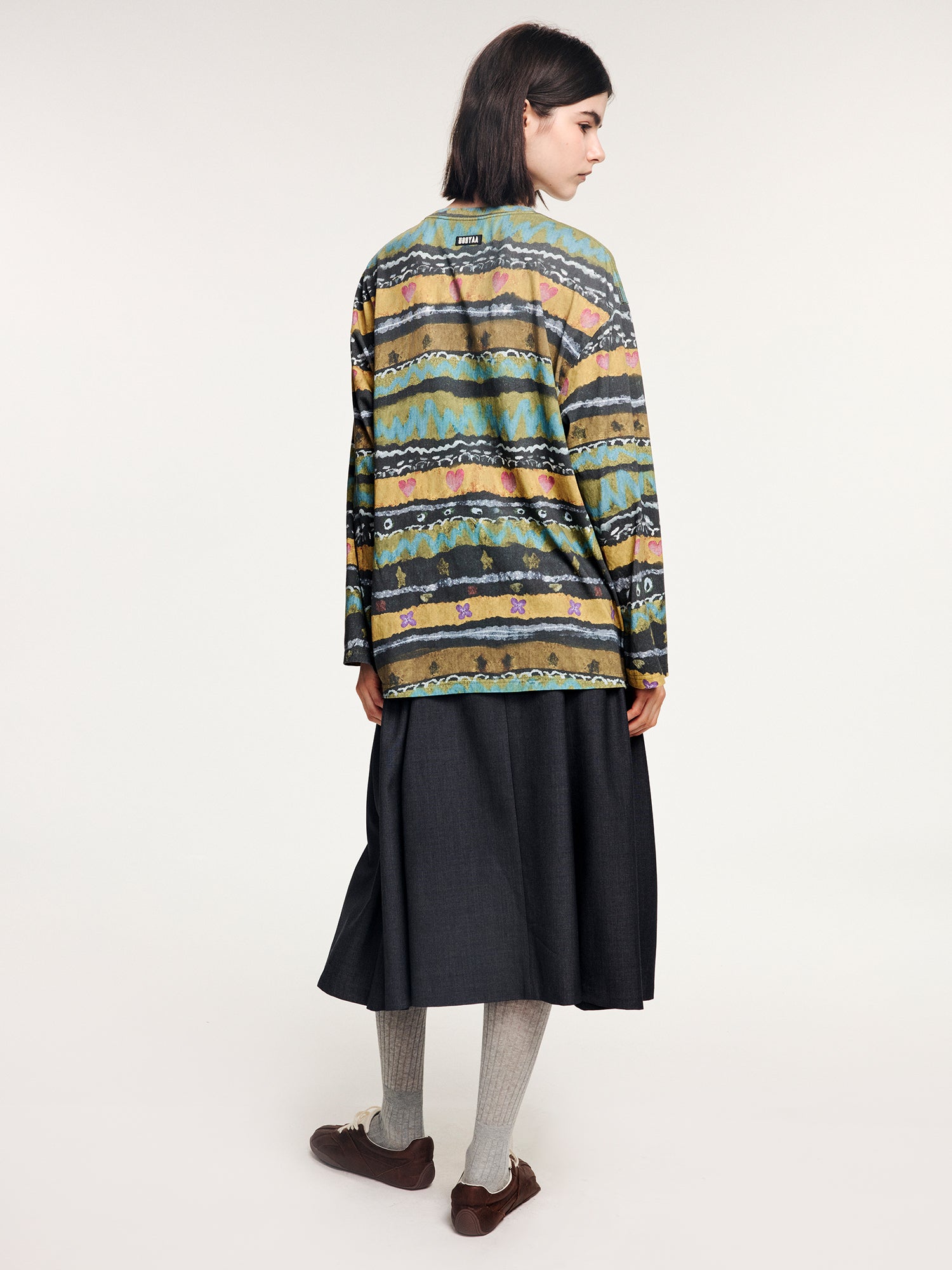 Hand-drawn fair isle print long sleeve t-shirt