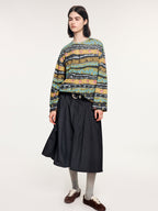 Hand-drawn fair isle print long sleeve t-shirt