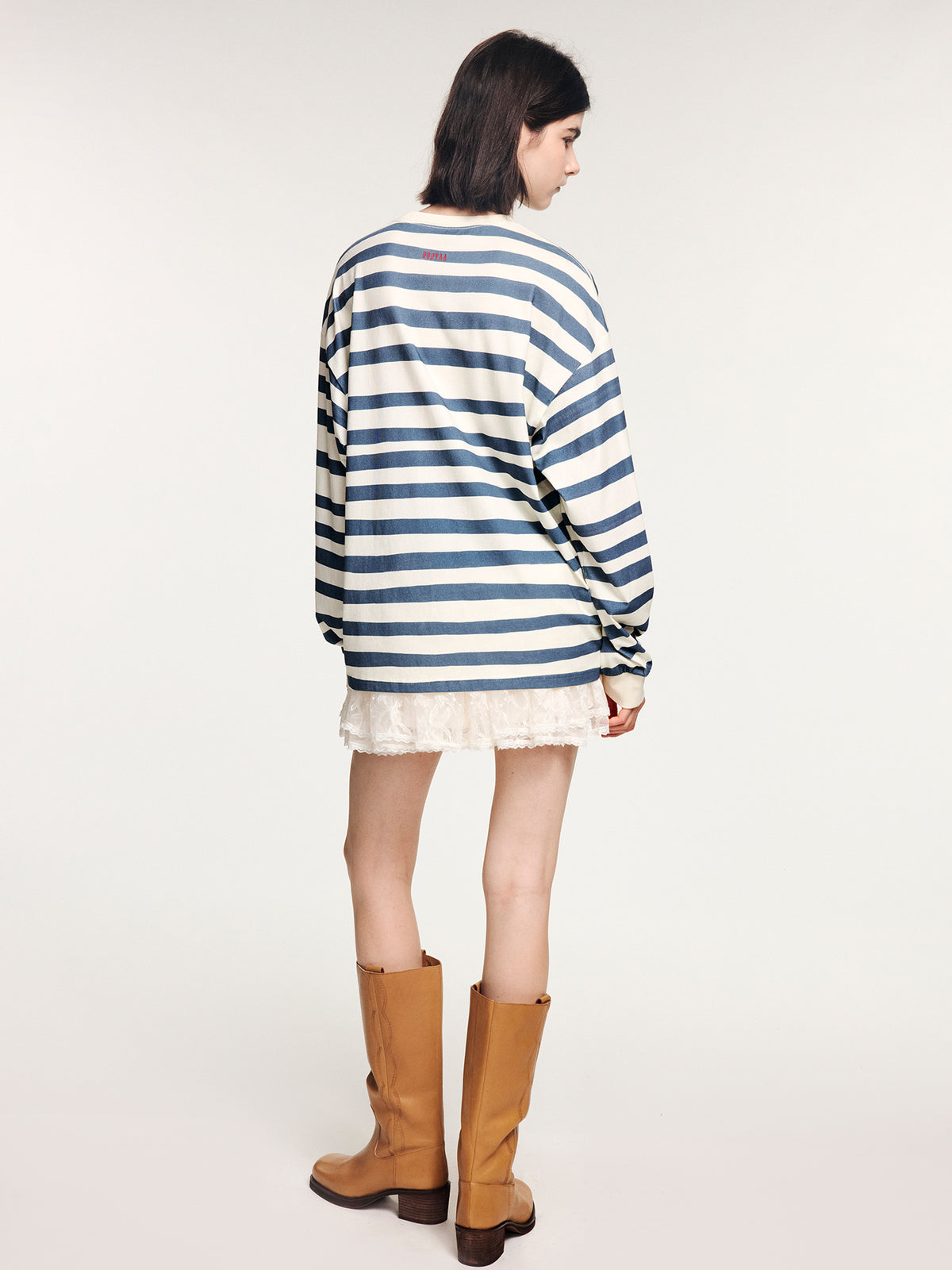 Striped long sleeve t-shirt with undersea octopus