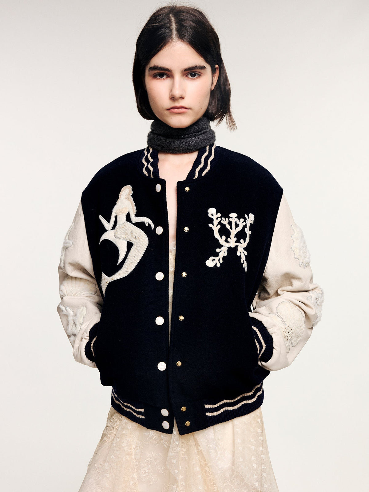 Fantasy undersea appliqué baseball jacket