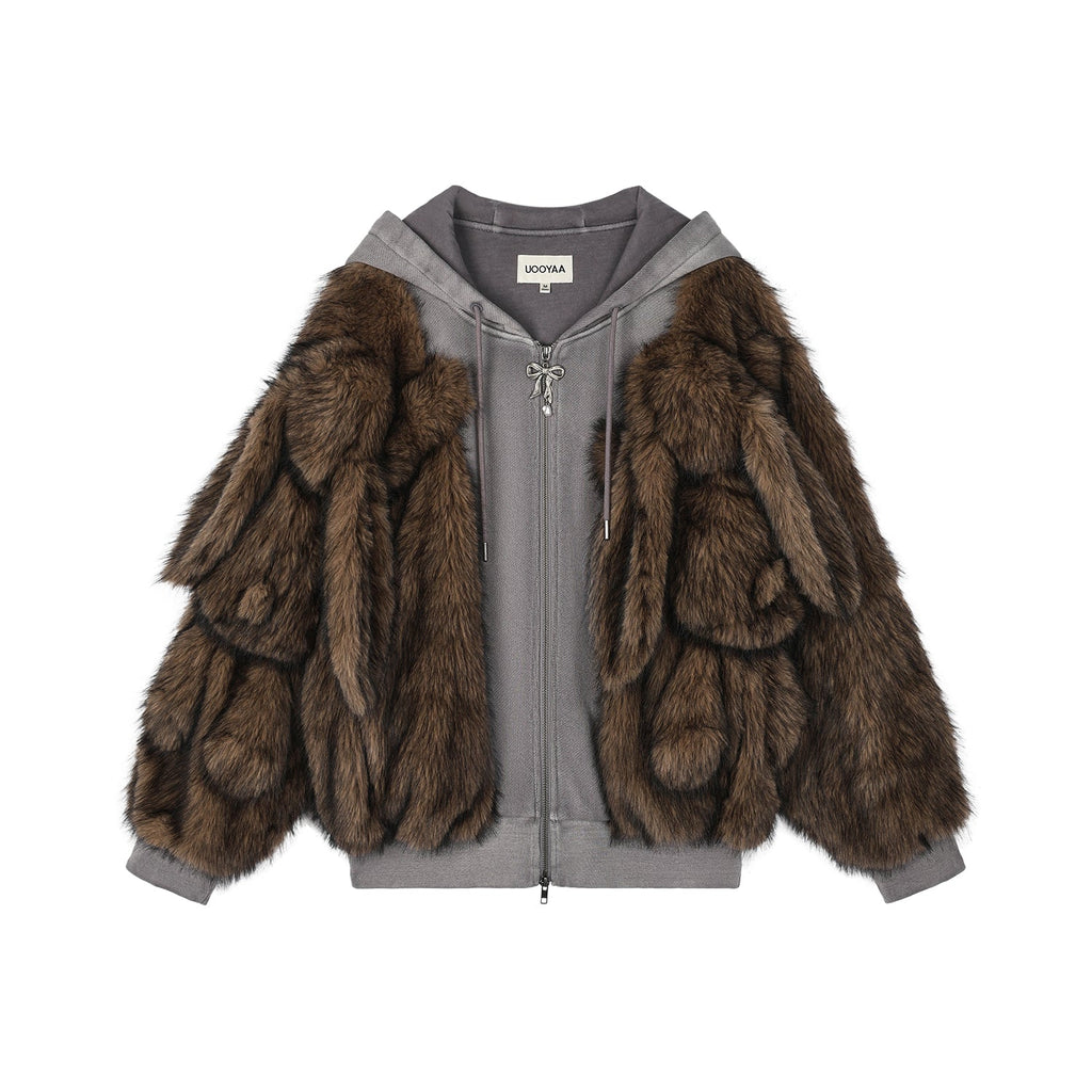 Furry bunny sprite hooded hoodie jacket