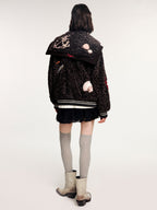 Sailor collar baseball jacket with fantasy appliqué