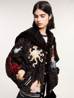 Sailor collar baseball jacket with fantasy appliqué