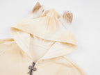 Elf-ear hoodie with distressed spray effect