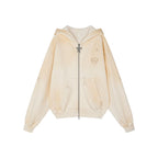 Elf-ear hoodie with distressed spray effect