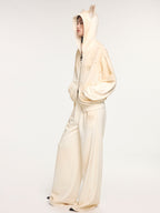 Elf-ear hoodie with distressed spray effect