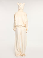 Elf-ear hoodie with distressed spray effect