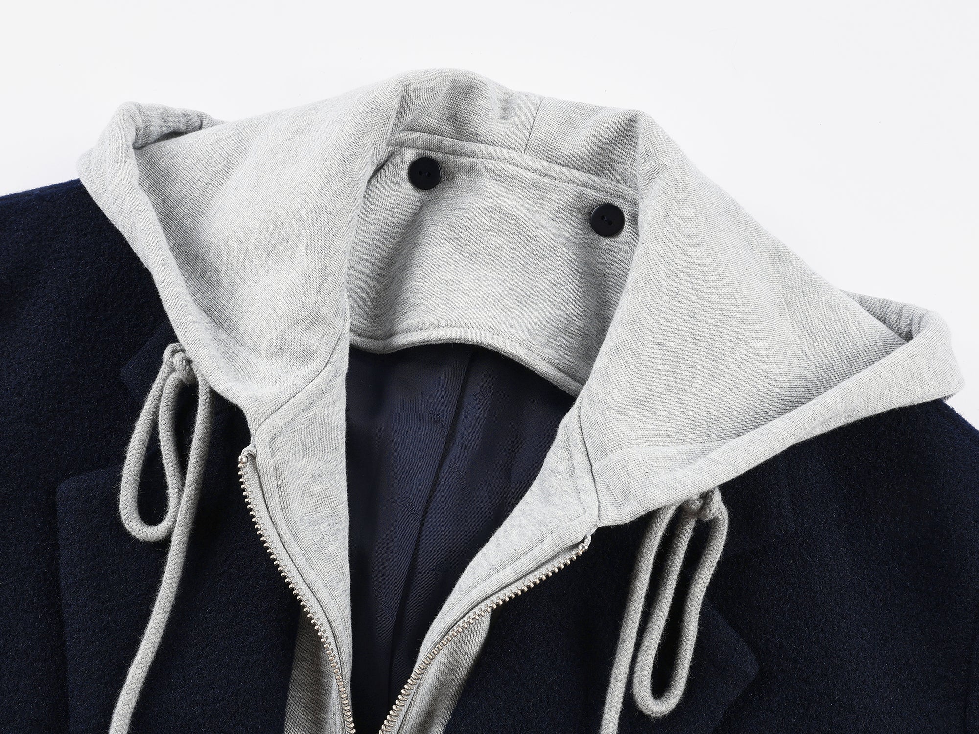Hoodie-layered look wool blazer