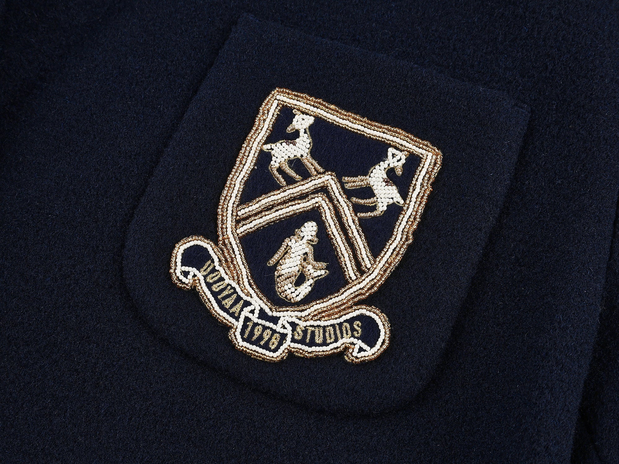 Hoodie-layered look wool blazer