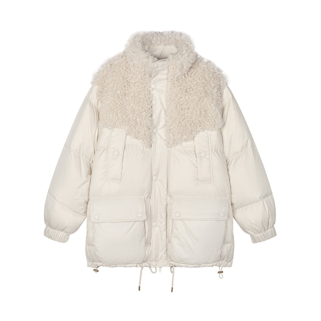 Fleece panel down jacket