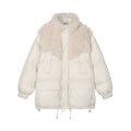 Fleece panel down jacket