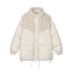 Fleece panel down jacket
