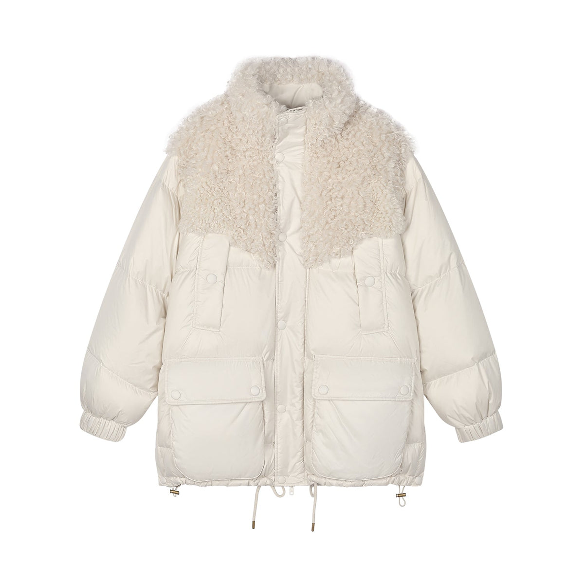 Fleece panel down jacket
