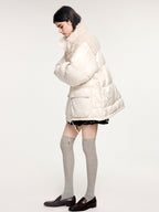 Fleece panel down jacket