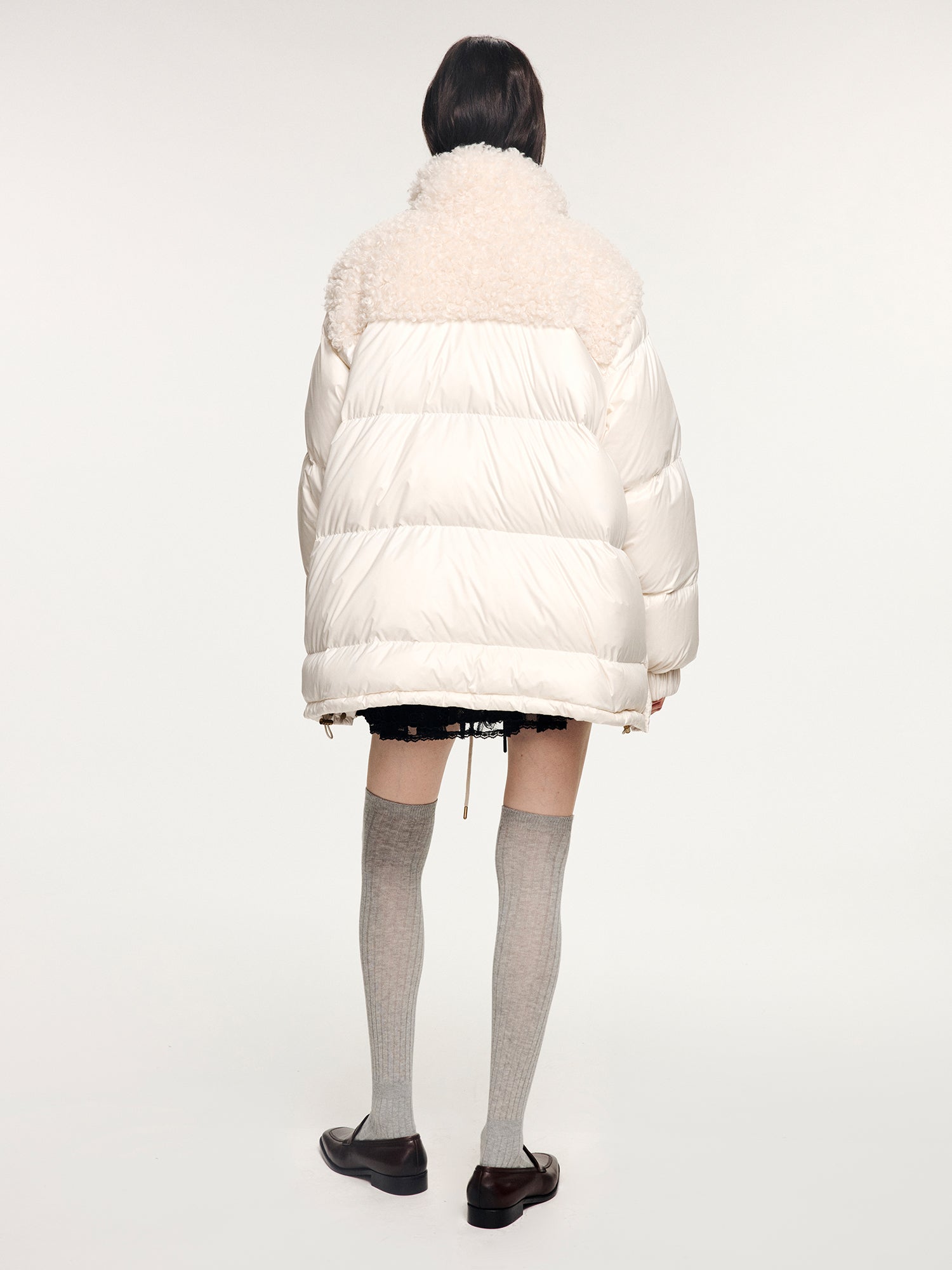 Fleece panel down jacket