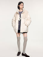 Fleece panel down jacket