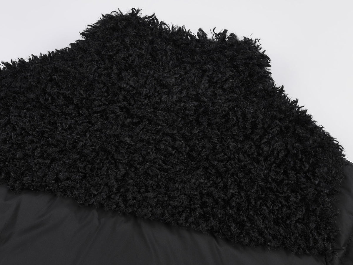 Fleece panel down jacket