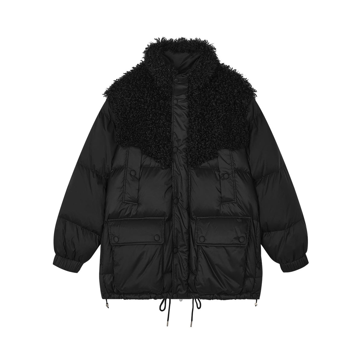 Fleece panel down jacket