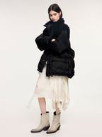 Fleece panel down jacket