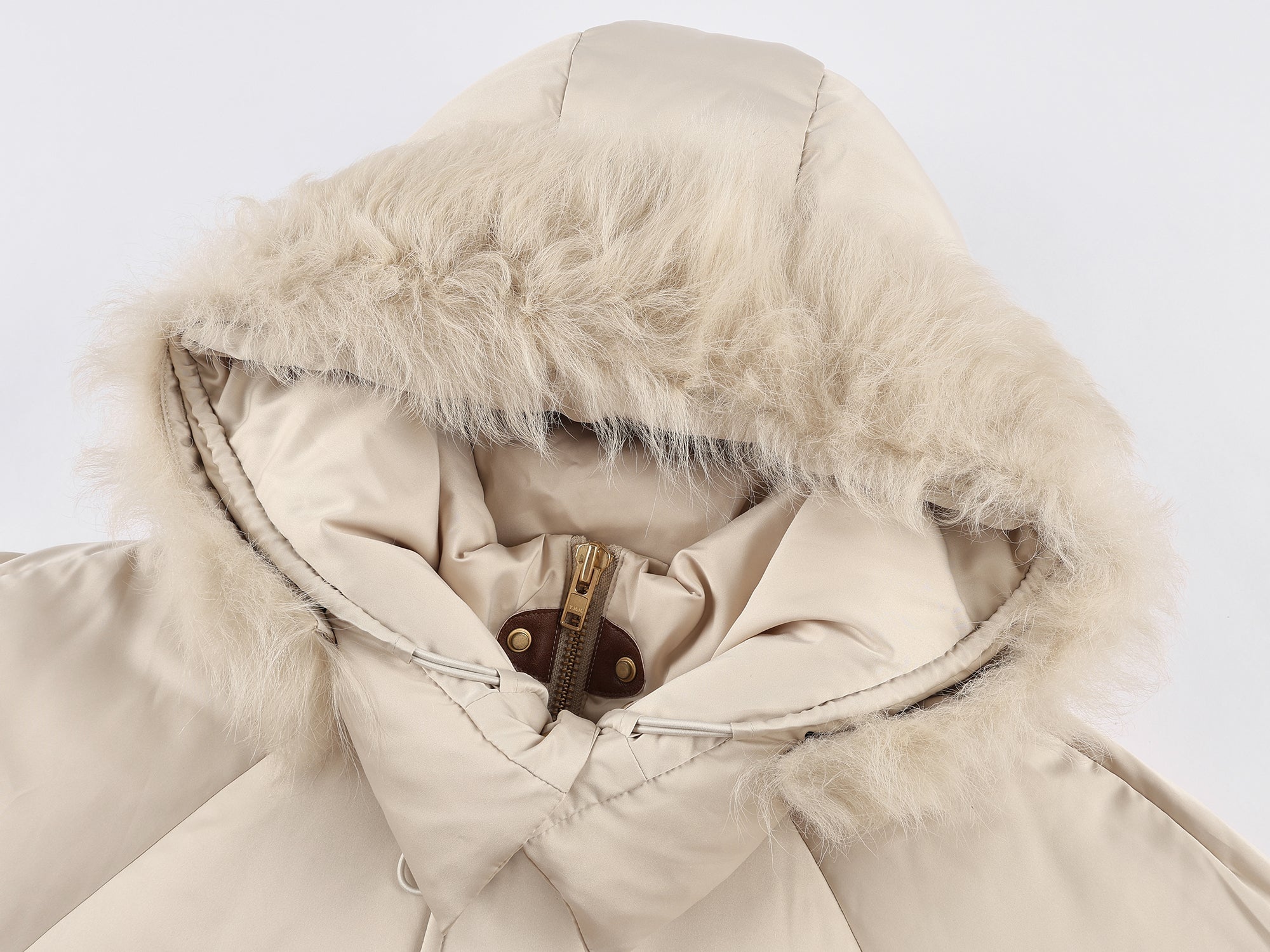 Wool collar parka down jacket