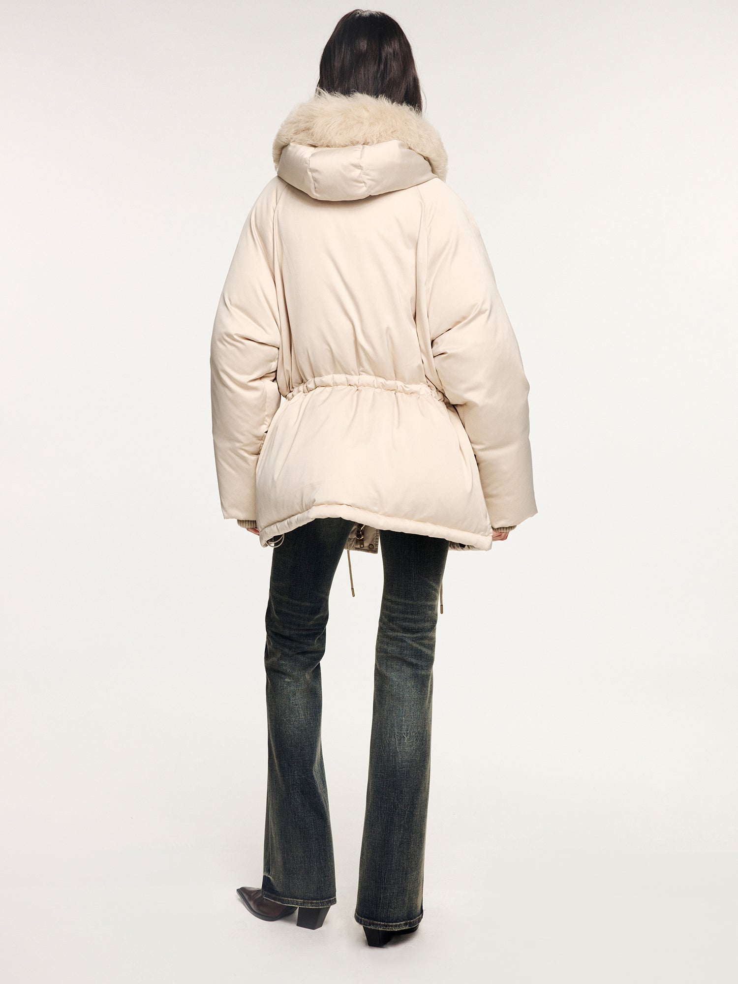 Wool collar parka down jacket