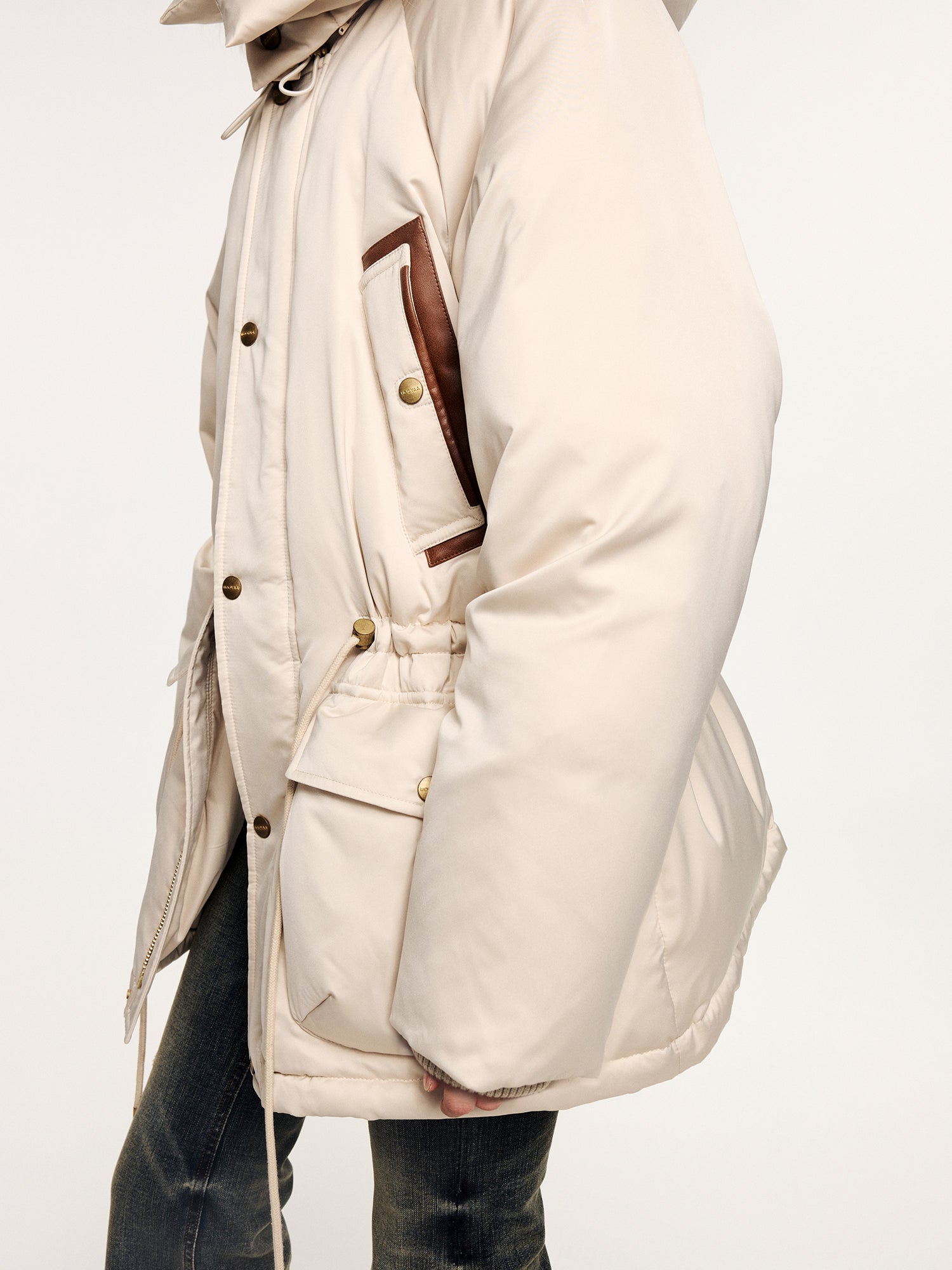 Wool collar parka down jacket