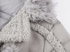 Faux fur panelled biker down jacket