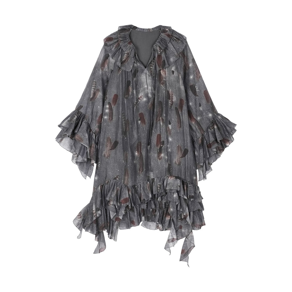Feather ruffled dress