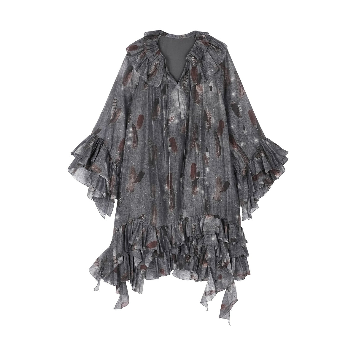 Feather ruffled dress