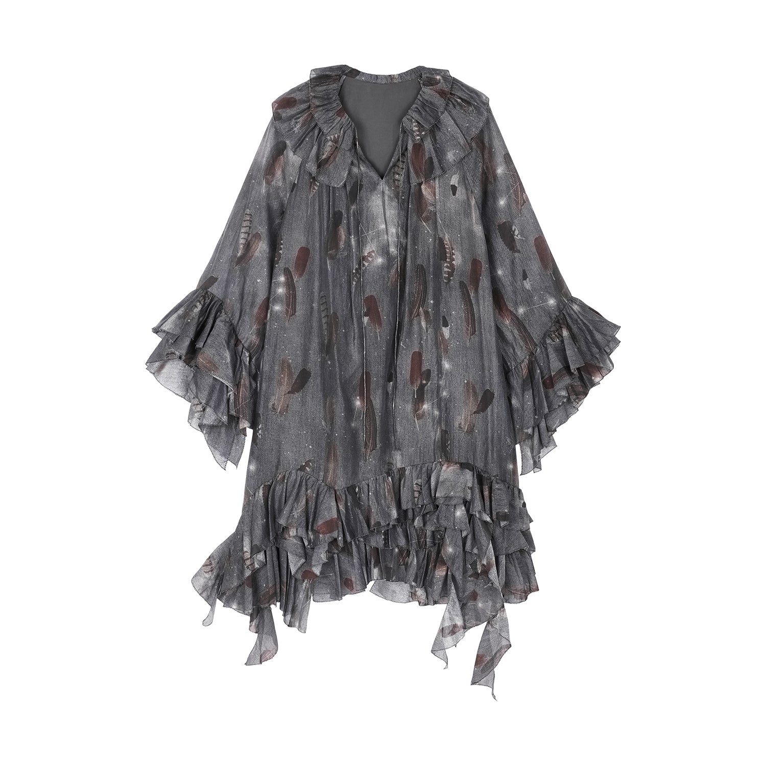 Feather ruffled dress