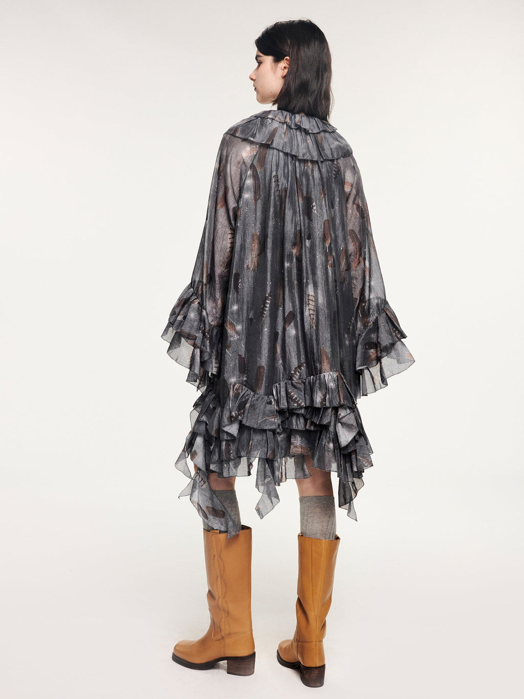 Feather ruffled dress