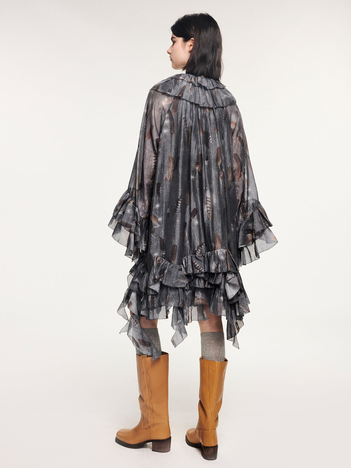 Feather ruffled dress