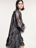 Feather ruffled dress