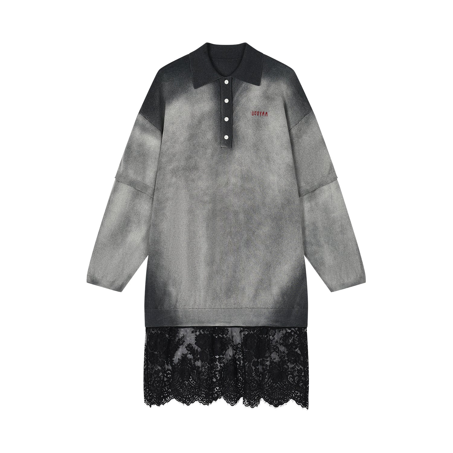 Washed knit-layered look dress