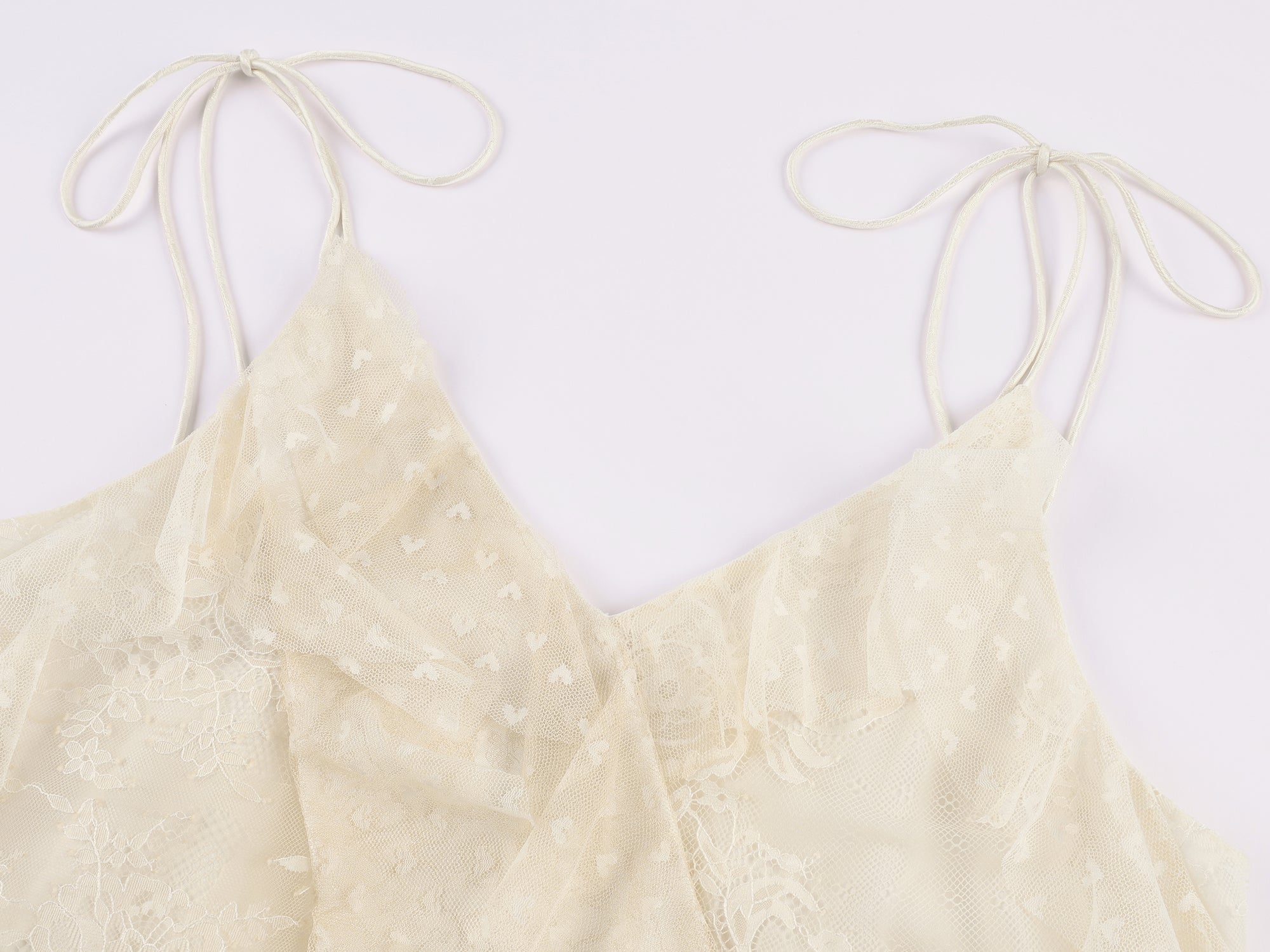 Lace ruffle jacquard slip dress